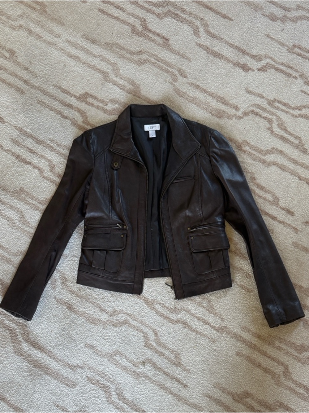 Rich Espresso Brown Leather Jacket with Flap Pockets